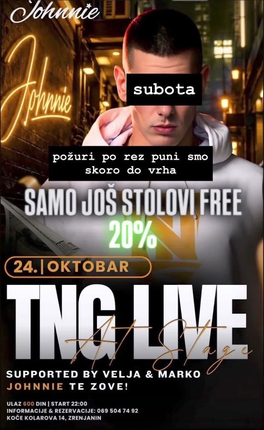 TNG Live u klubu Johnnie u Zrenjaninu